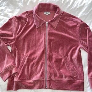 Madewell Taxture & Thread Womens Rose Pink Bomber Jacket Sz L Retro Velour